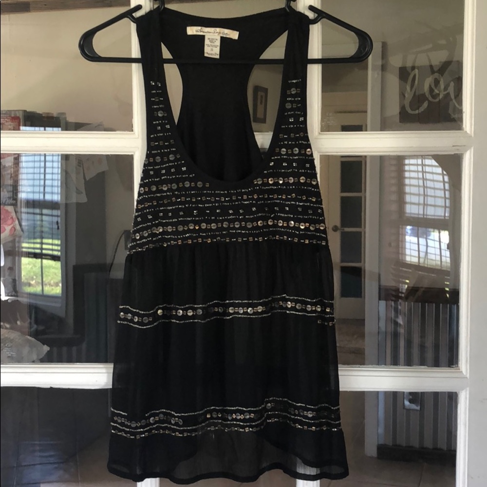 Black sequin tank